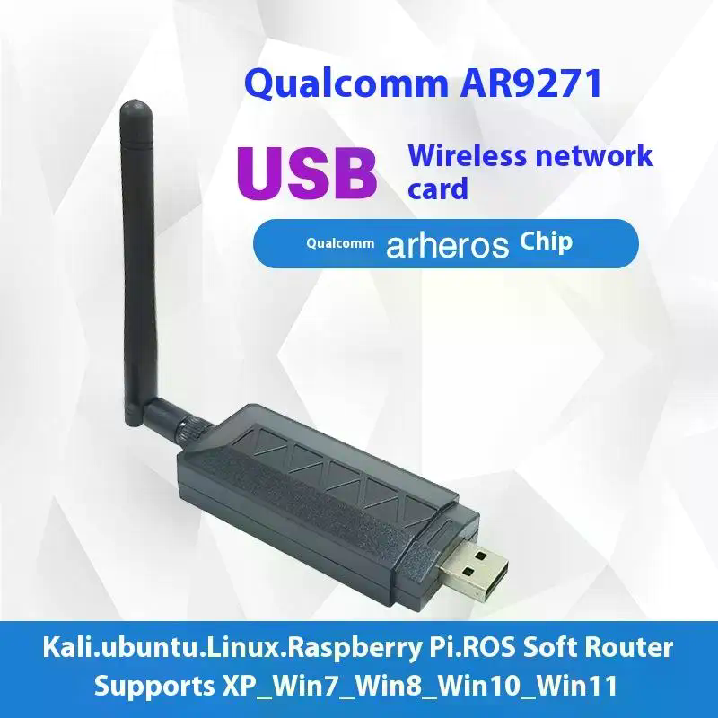 Antena wi-fi de 2 1pc para atheros,  ar9271 - 150 mbps , 802.11n adaptadores usb, compatível com windows 7/8/10 e kali linux.
