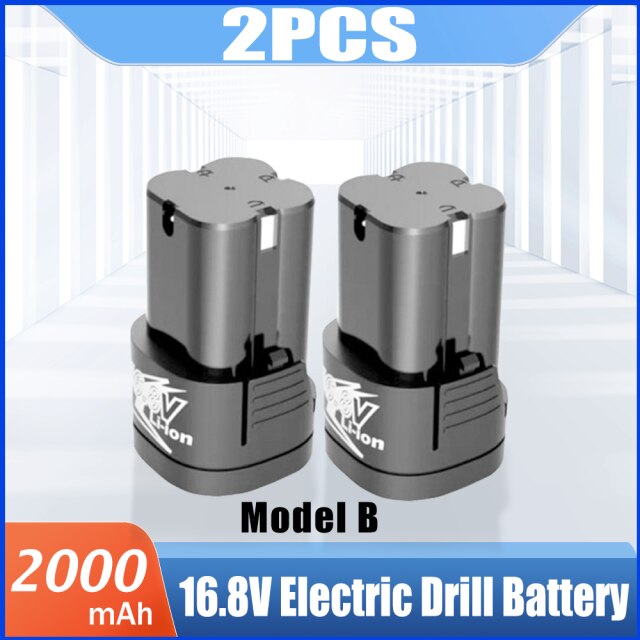 16.8V 2000mAh Lithium Rechargeable Battery For Cordless Screwdriver Household Power Tools 18650 Hand Electric Drill Batteries: Model B 2PCS