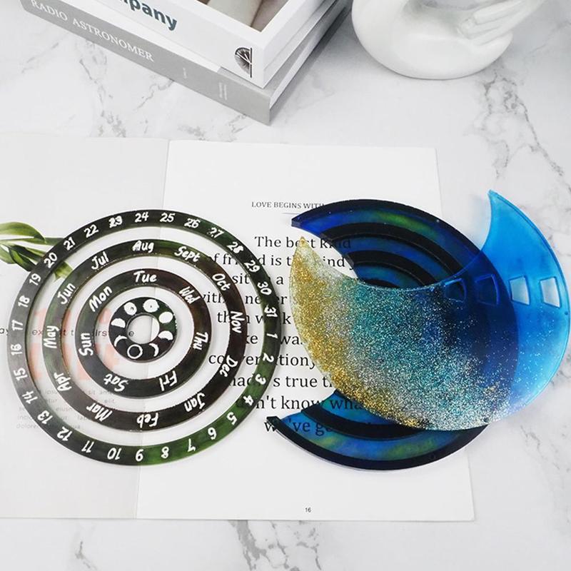 DIY Crystal Epoxy Resin Mould Weekly Calendar Board Hanging Plate Perpetual Calendar Listing Silicone Making Mold Tool For Resin