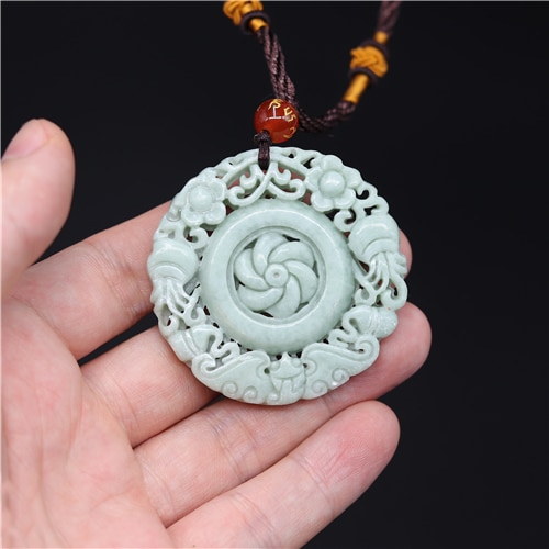 Naturlig kinesisk jade blomsterbat vedhæng halskæde charme smykker dobbeltsidet udskåret amulet tilbehør til hende