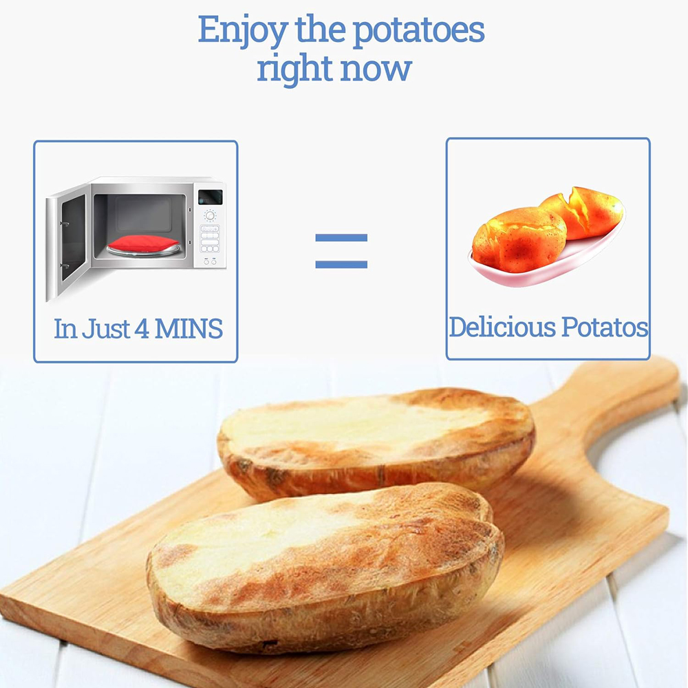 Bolsa de patatas para microondas, bolsa reutilizable para cocinar patatas en microondas exprés, cocina de patatas al horno, patatas perfectas, bolsa roja para hornear de 4 minutos