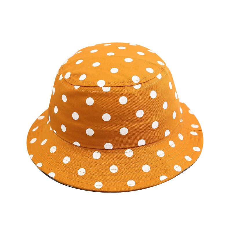 Polka dot spand hat til piger drenge bomuld afslappet flad panama til piger spand hat børn gul rød hvid beige sol hat børn