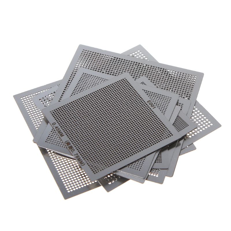 10 -teiliges set universeller bga-reballing-schablonen für die reparatur von computer-ic-chips