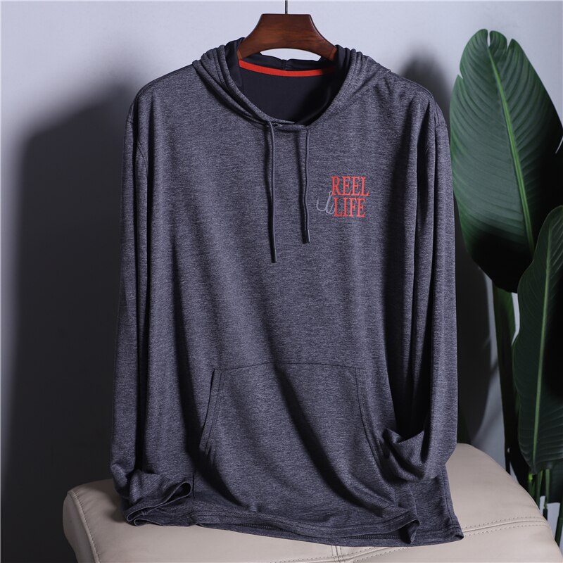 Mens Fishing Shirts Sun Protection Hoodie Shirt Hooded Performance Shirt Fishing Shirt Quick-dry UPF50+ USA Size S-2XL Camisas: DK Gray / USA Size XXL