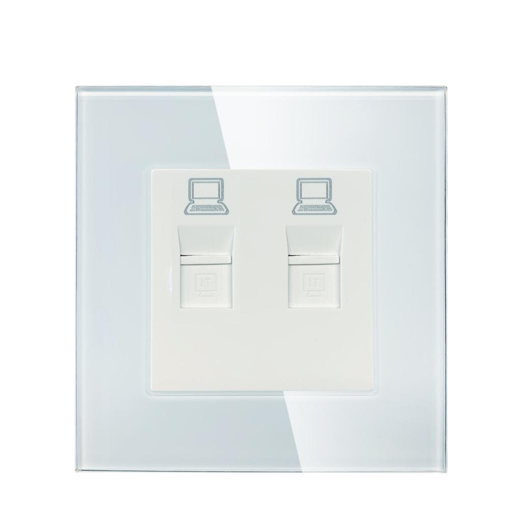 BSEED Double Wall Cat5 Socket Doppelt Telphone Power Outlet Socket: Double CAT5 / Black