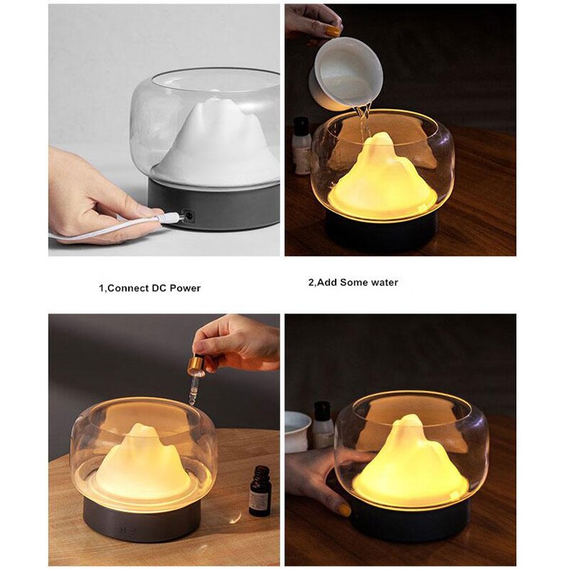 Led aroma diffuser 400ml bpa-vrij mountain view etherische olie aromatherapie diffuser met warme en gekleurde led lamp luchtbevochtiger