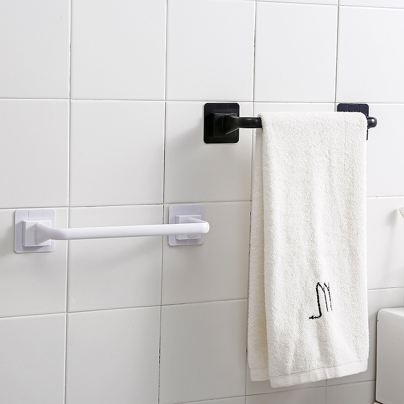 Plastik lang stang håndklædestativ badeværelse enkelt stang vægmonteret stempelfri håndklædeholder toilet ingen sporbar opbevaring bar bad leverancer