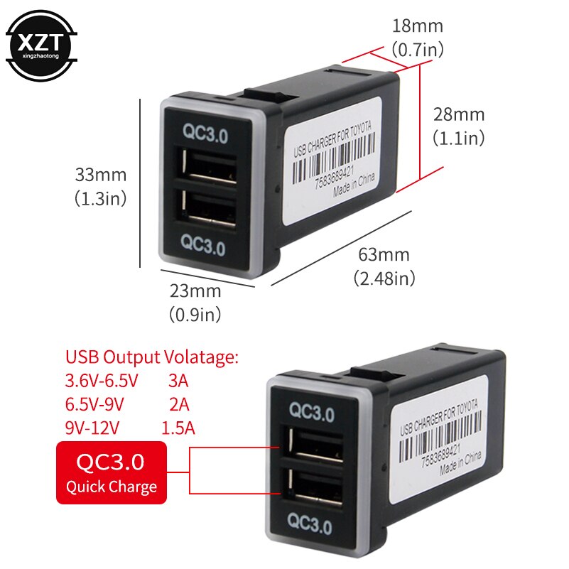 QC3.0 Quickcharge Autolader QC3.0 Quickcharge Dubbele USB Telefoon PDA DVR Adapter Plug & Play Kabel Voor Toyota serie auto's