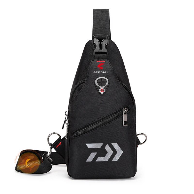 Daiwa Fishing Backpack Waterproof Fishing Lures Reel Bag Straps Fish Tackle Bag Fishing Chest Pack Multi-pocket Tackle Bag 44#: Black