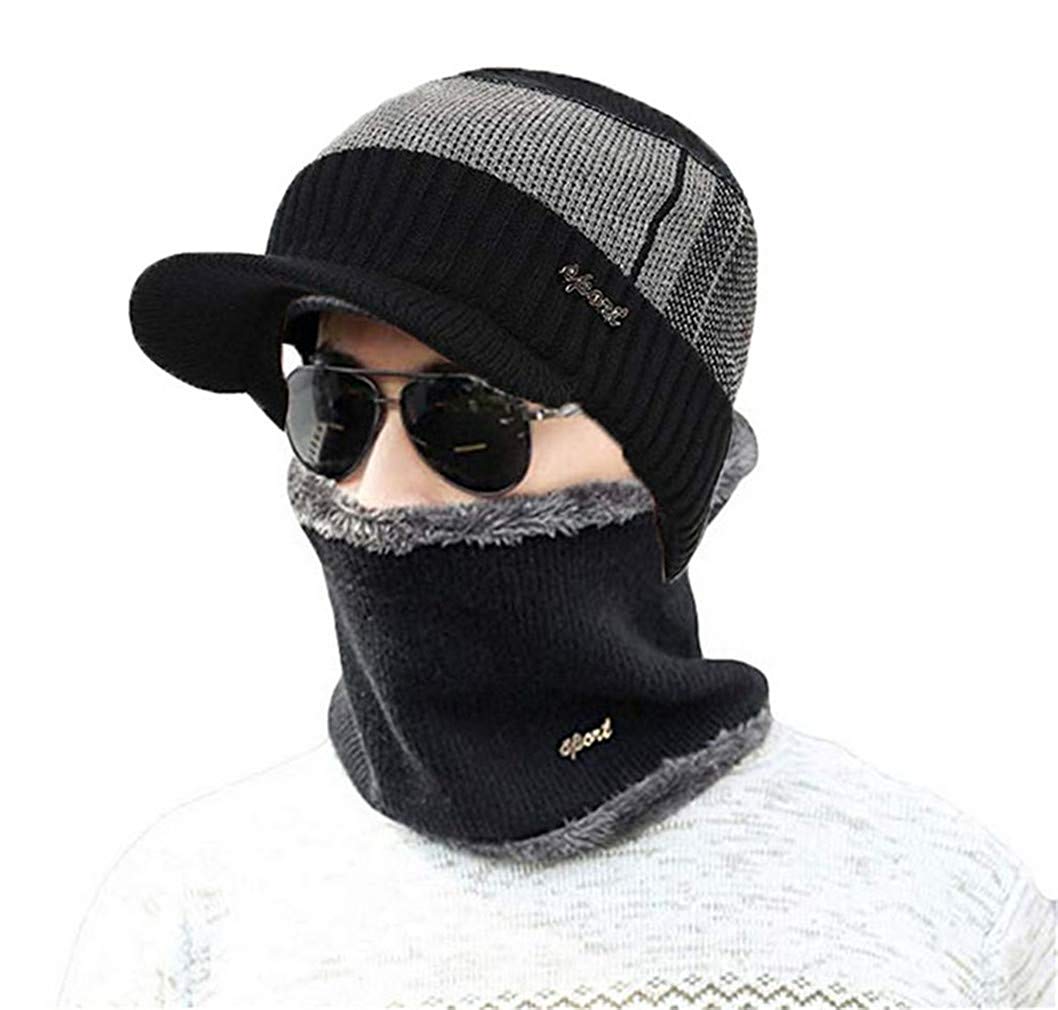 Nous STOCK Hommes Hiver Chapeau Tricot Visière Bon... - Grandado