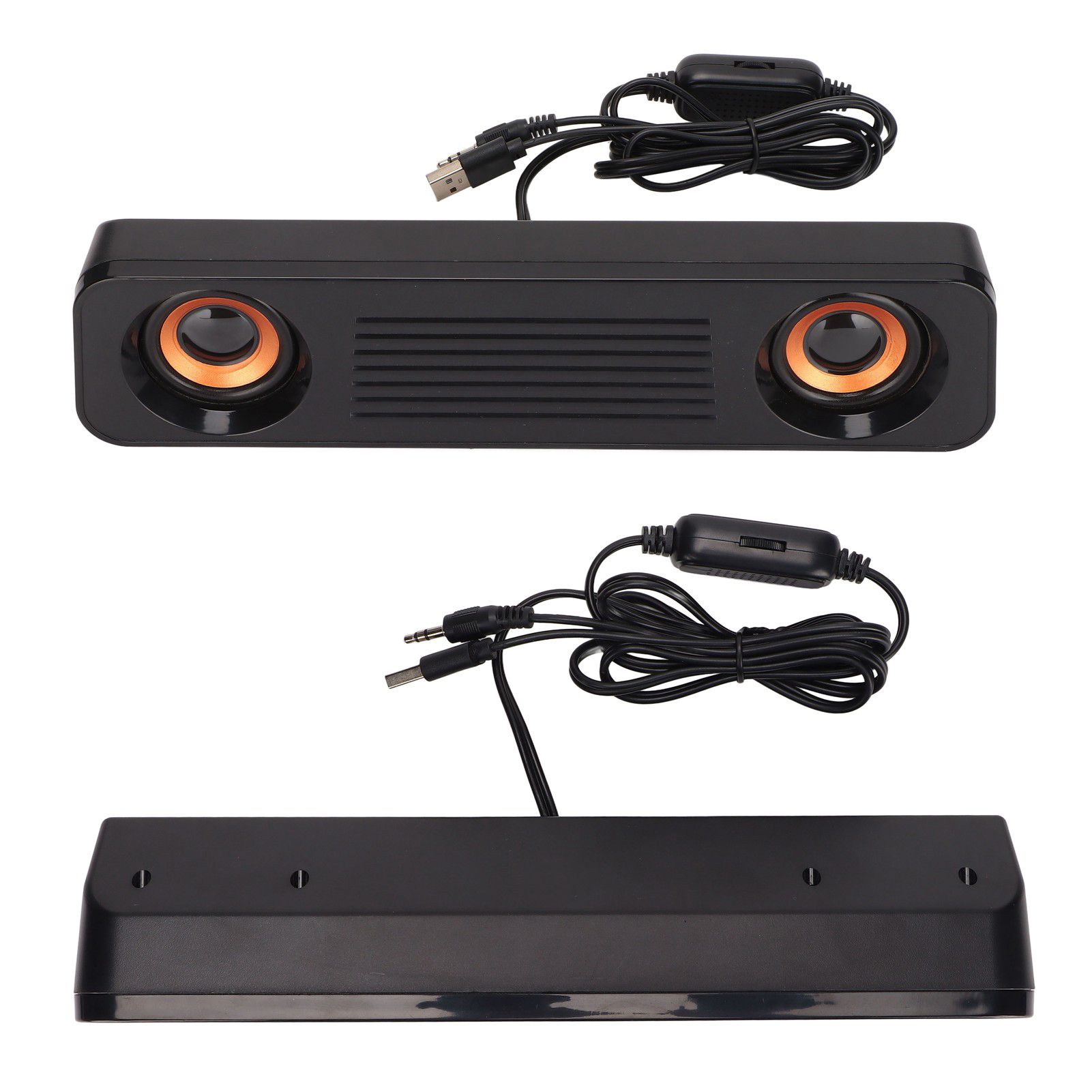Caixa de som longa hi-fi com som surround, 3.5mm plugs, design requintado, portátil e com fio, para tv e computador.