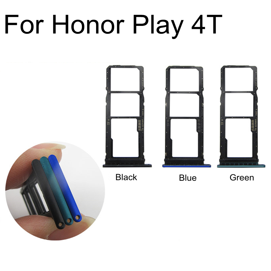 1Pcs Sim Card Tray Holder Voor Honor Play 4T Play4T Sim Micro Reader Card Slot Adapters Card Socket reparatie Onderdelen