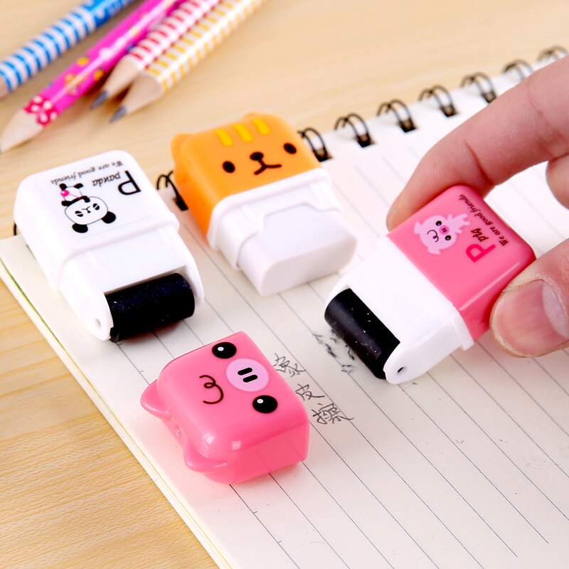 1pc Roller Eraser Cute Cartoon Rubber Kawaii Students Stationery Kids School Office Correction Supplies