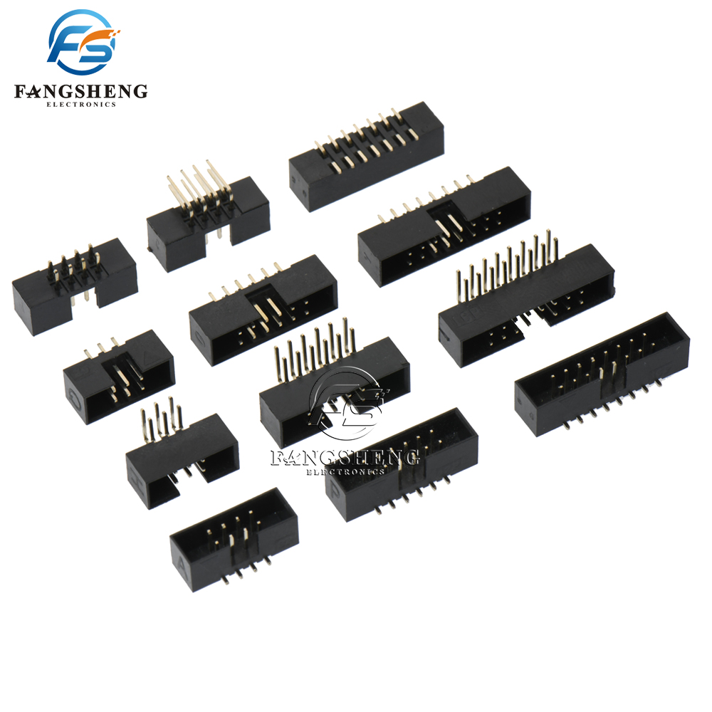 10Pcs DIP/SMT 6/10/26/34/40Pin 1.27mm Pitch Male Socket Straight Idc Box Headers Pcb Connector Double Row 10p/20p/50p Dc3 Header