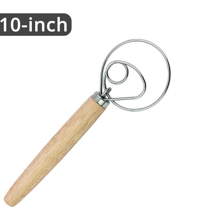 Fouet danois pour pâte à pain, 10 pouces, en acier inoxydable, Style néerlandais, poignée en bois, outils de cuisine, mixeur artistique: Chocolat