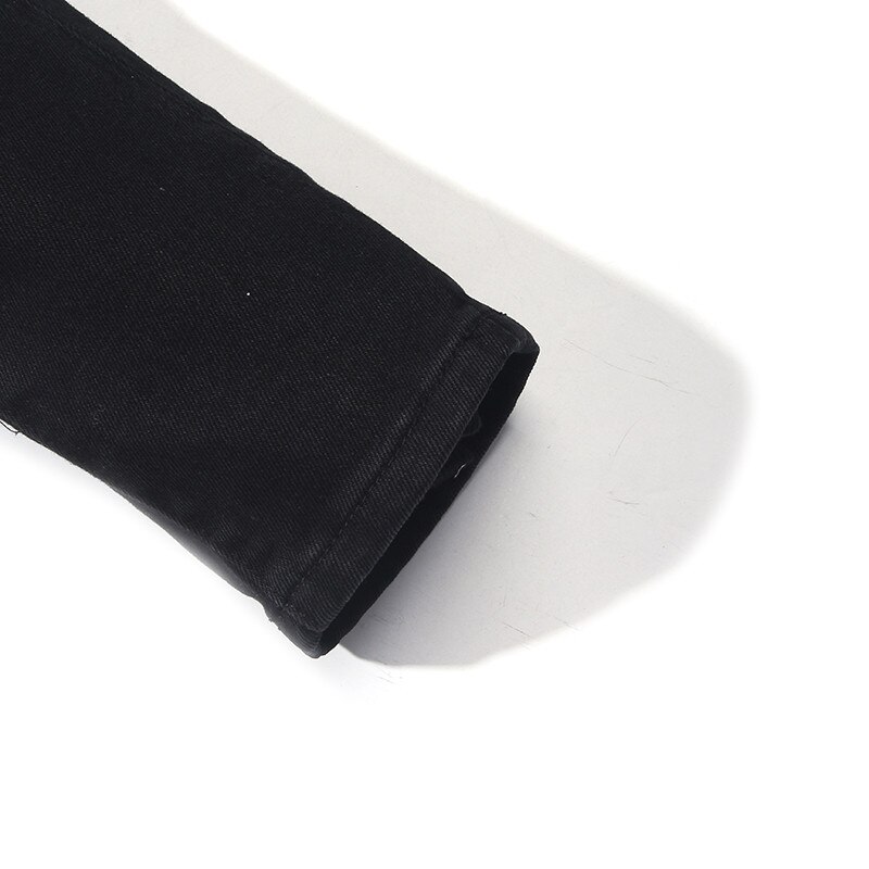 jeans da uomo strappati patchwork sul ginocchio Bandana jeans alto strada pantaloni da uomo in denim