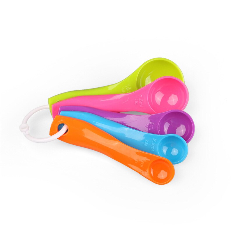 5pcs/set Measuring Spoons Colorful Plastic (1 / 2.5 / 5 / 7.5/ 15ml) Measure Spoon Super Useful Sugar Cake Baking Spoon
