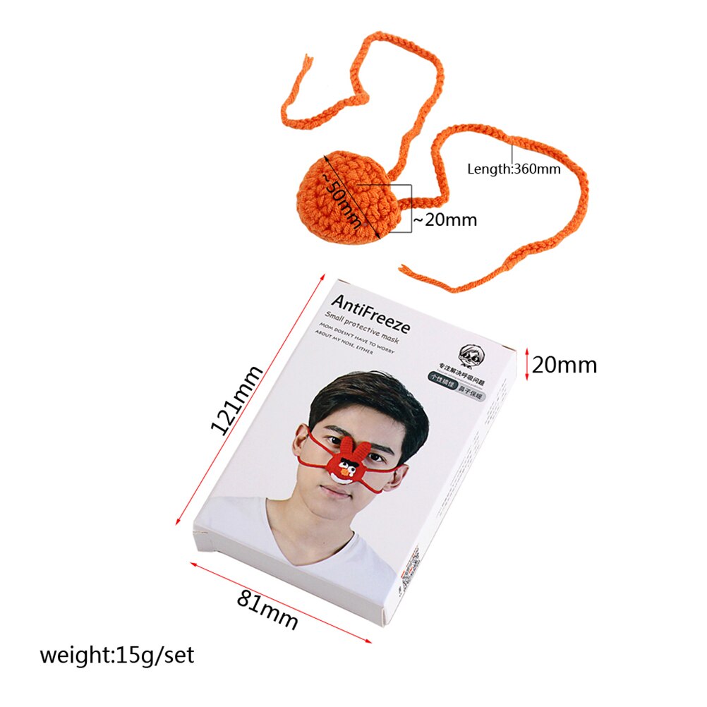 1pc nesevarmere personlighet håndlaget ullvevende nesemaske hold nesen varm frostvæske unisex pustende maske (grå): Oransje