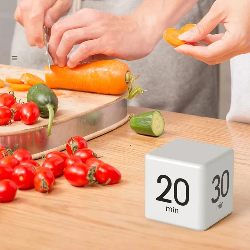 Productiviteit Kubus Timer Zwaartekrachtsensor Flipping LED-display 4 vooraf ingestelde tijd Dubbele modi Countdown Kookstudie Mini digitale timer