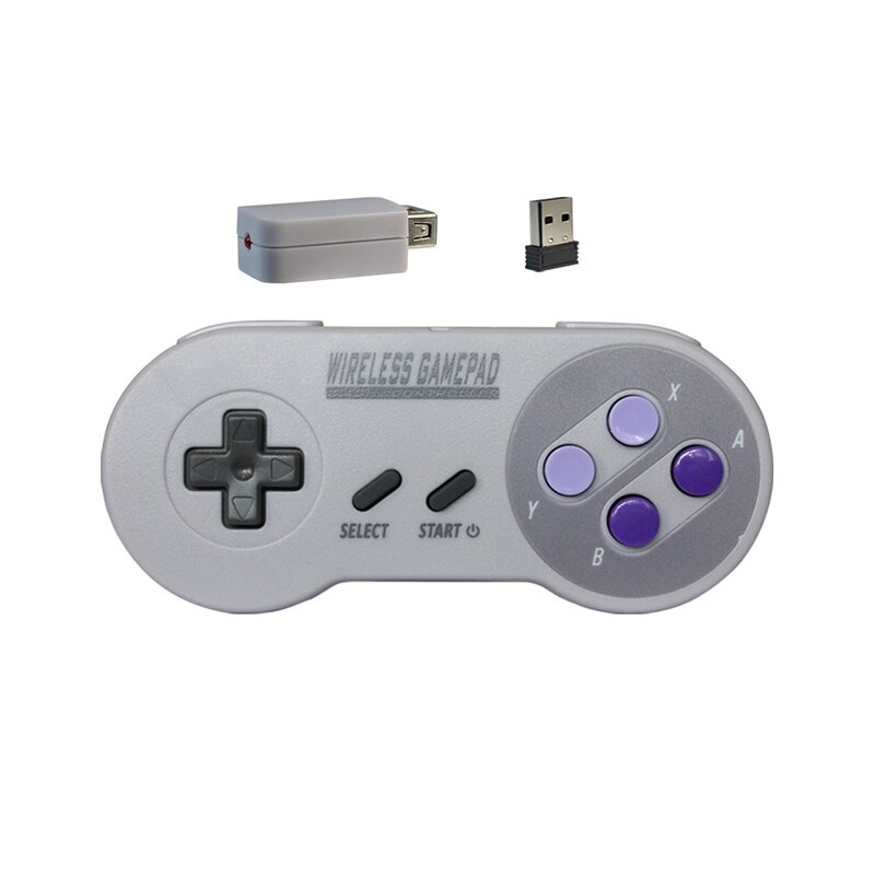 Draadloze Gamepads 2.4 GHZ Joypad Joystick Controller voor SNES NES Classic Mini windows IOS Android raspberry pi Console remote: Grey