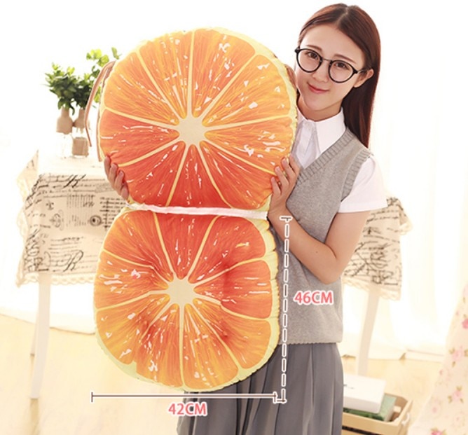Plys orange vandmelon børne rygpude blød bil hjul pizzaer kiks pyntepuder hjemme stol hynder 45 x 80 x 10cm b333
