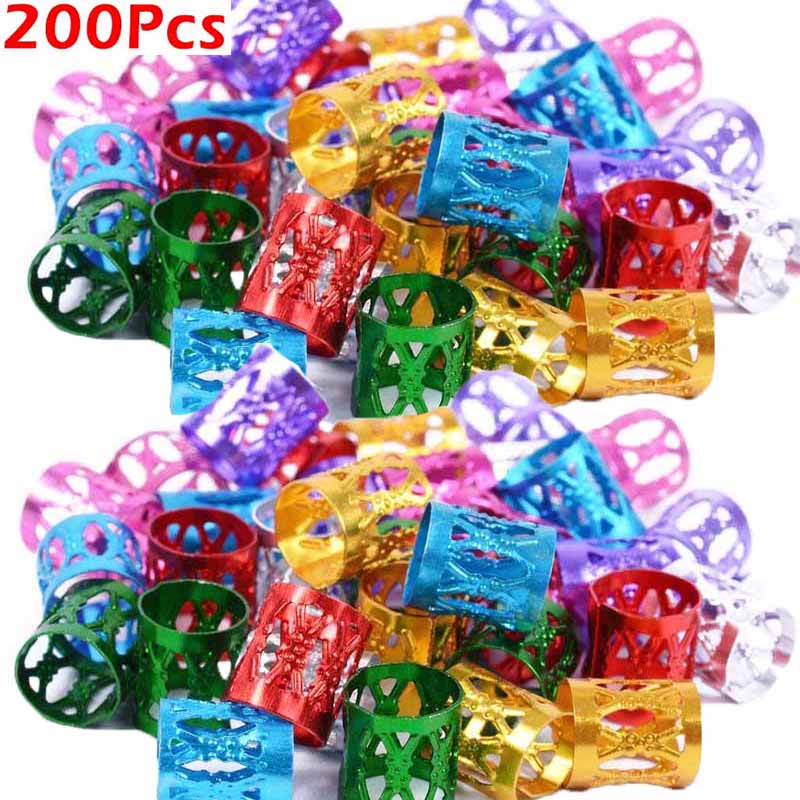 Anillos de pinza para el pelo para rastas, trenzas de pelo ajustables multicolores doradas y plateadas, cuentas para puños, horquilla, joyería, accesorios para adornos para el cabello: Negro