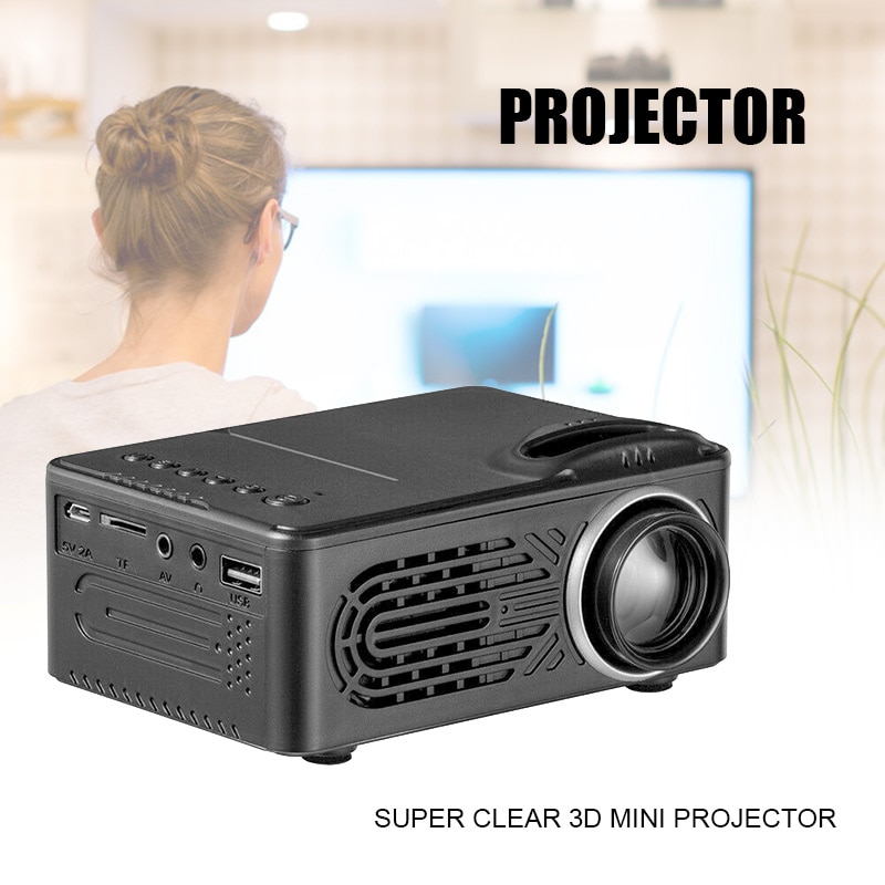 HD Neat Portable Pocket Projector Support 1080P Built-in Stereo Speaker for Home Office KQS8