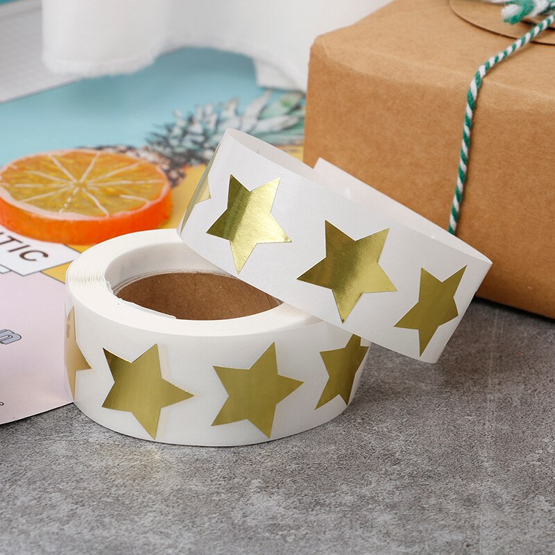 500Pcs/Roll Star Shape of Gold Stickers Seal Labels Scrapbooking for Package and Wedding Decoration
