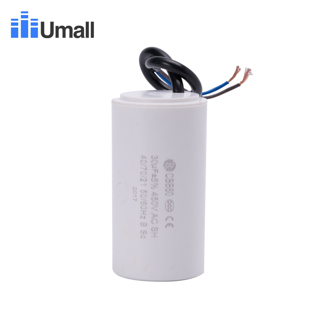 CBB60 450V 30uF running motor start capacitor for electric machine two wires
