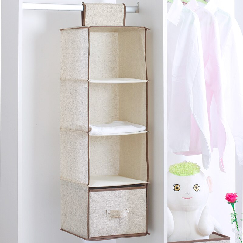 Hanging Closet Organizer Storage 6-Shelf, Easy Mount Foldable Hanging Closet Wardrobe Storage Shelves,Shoes Accessories Storage: 4 shelves27X27X80 A