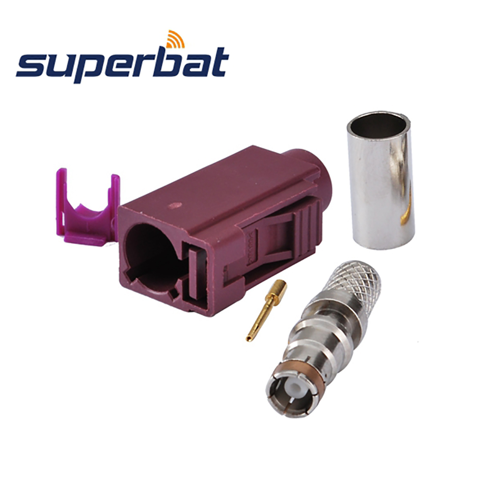 Superbat 10Stck RF Fakra Stecker crimpen Jack Weibliche für violett Auto GSM zellular telefon für kabel LMR195, RG58, RG142, RG400