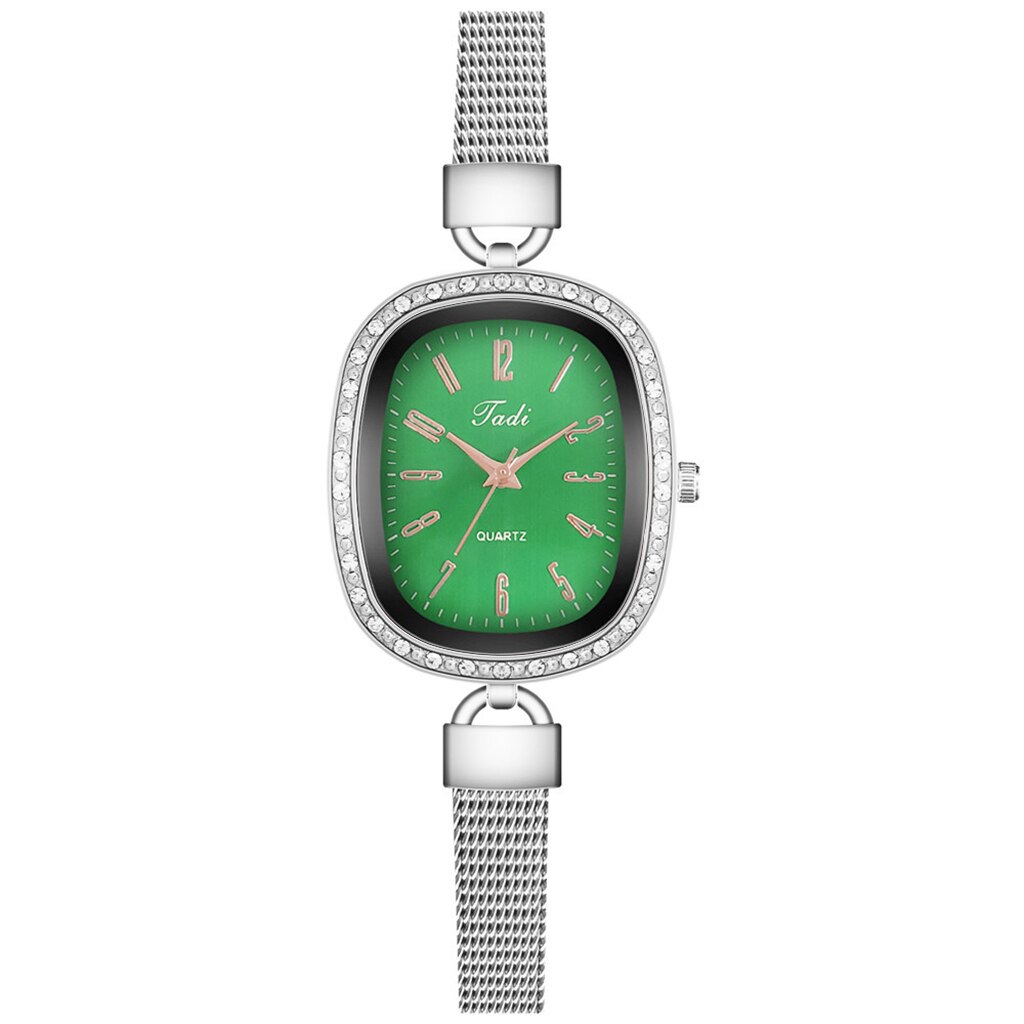 Reloj de pulsera con correa de malla plateada para Mujer, pulsera con esfera de diamante,: XR4610SLGN