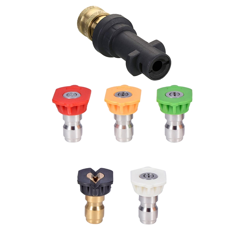 5Pcs Pressure Washer Spray Nozzles 1/4 Quick Connection Spray Tip Set (4.0 Gpm) Multiple Degrees &amp; 1Pcs High Pressure Cleaning F