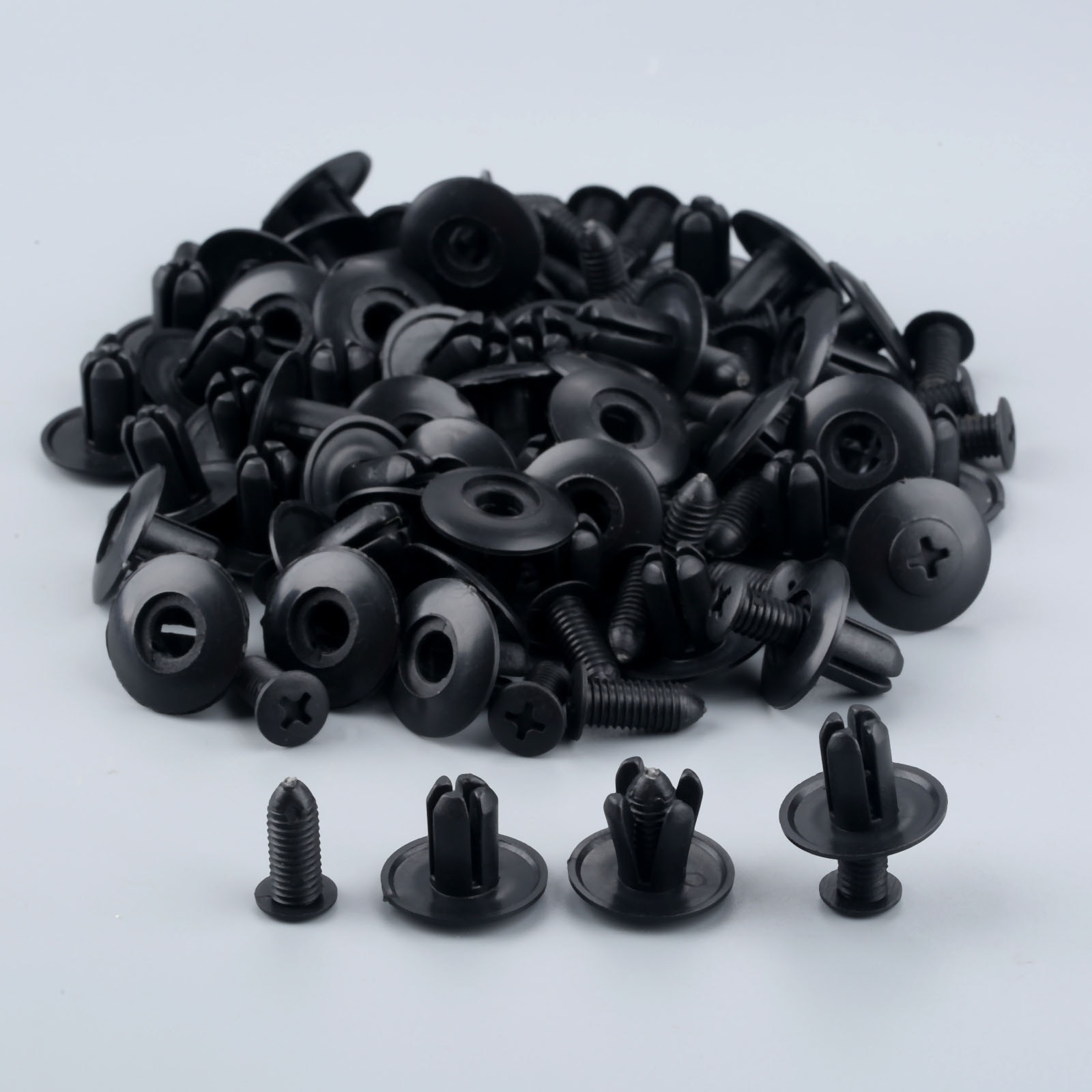 50Pcs/set 8mm Hole Door Rivet Plastic Clip Fasteners Black Rivet Fasteners Auto Fasteners For Cars C20 Plastic Rivets