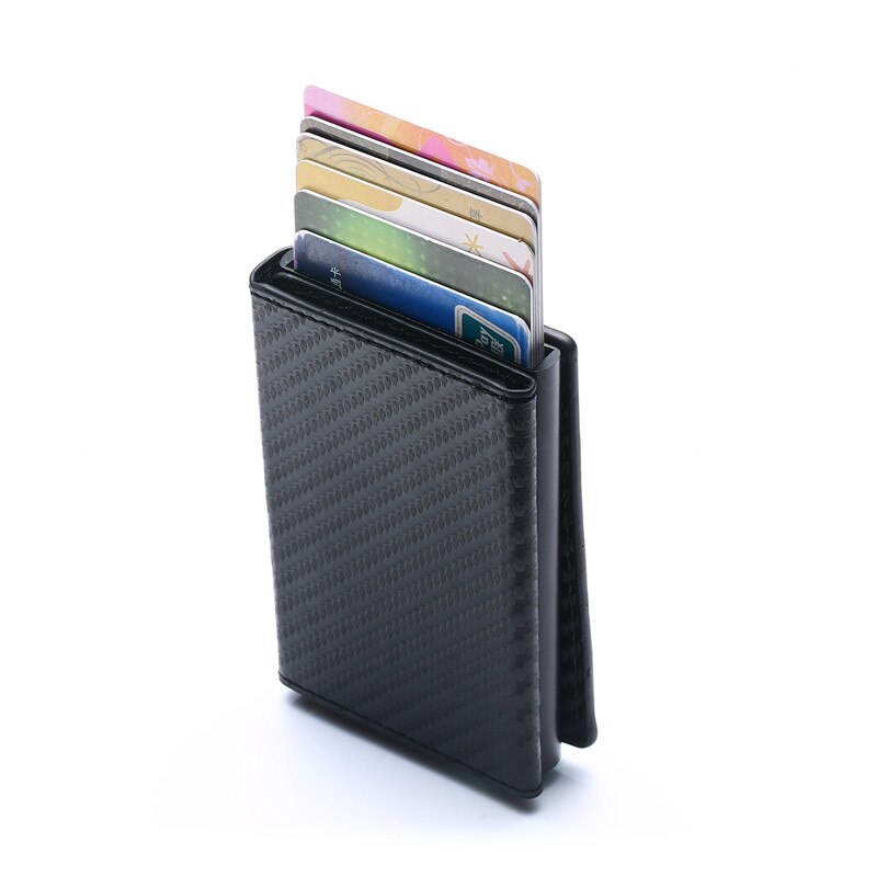 Bycobecy Unisex Multifunctionele Aluminium Automatische Pop-up Mannen Kaarthouder RFID Credit Card Portemonnee Anti-diefstal Kaarthouder rits