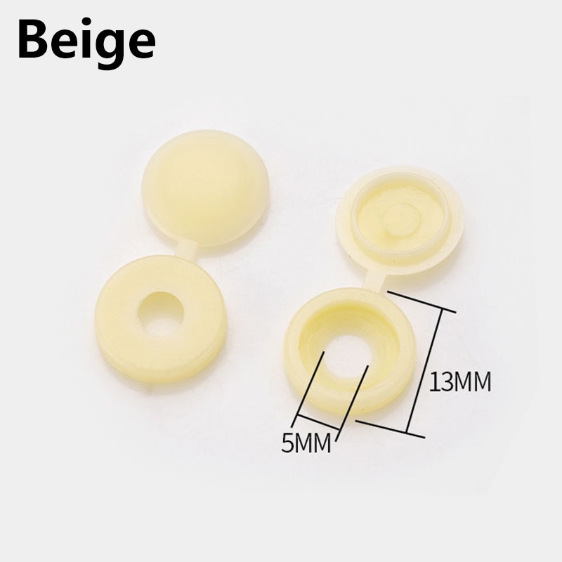 100Pc Screw Cover Fold Caps Button Plastic For Car Furniture M4 M5 Self-tapping Decorative Cover Prevent Dust Hardware Screw Cap: Beige