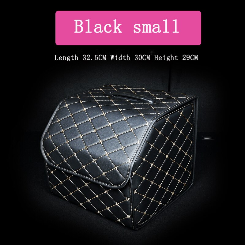 Auto Opbergtas Pu Lederen Kofferbak Organizer Box Opbergtas Vouwen Vouwen Kofferbak Opbergen Opruimen Voor Auto Suv: Black small