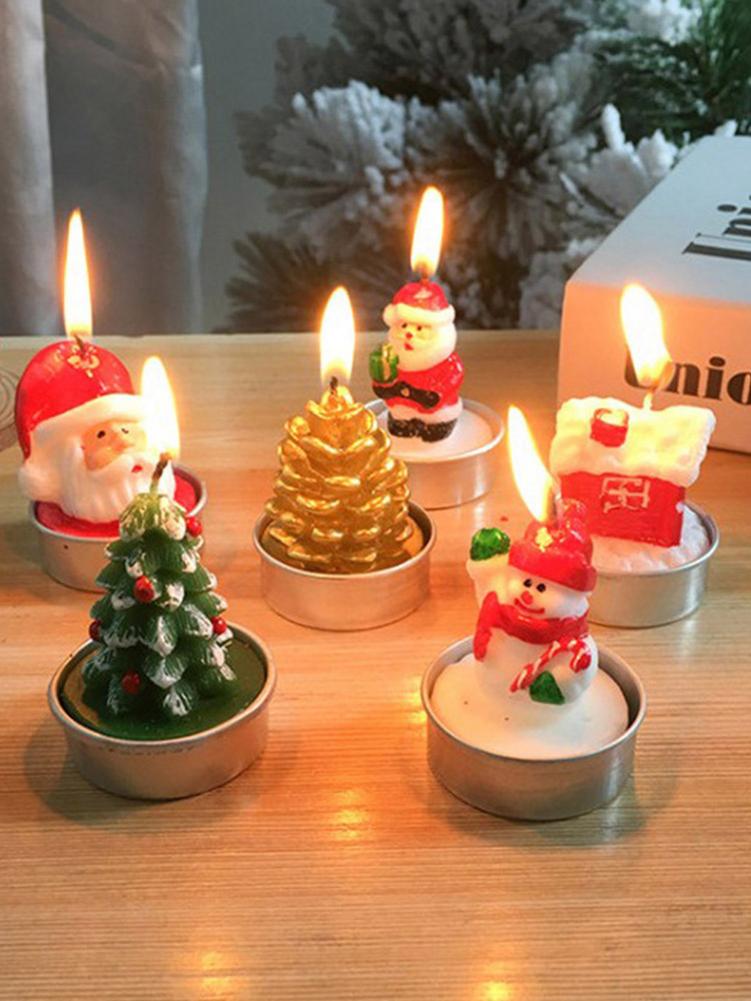 3 Stks/set Kerst Kaarsen Santa Huis Sneeuwpop Kerstboom Paraffine Kaarsen Bruiloft Kaarsen Decor Licht