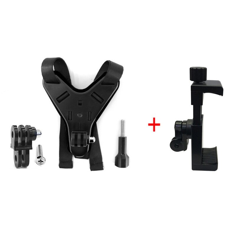 Accesorios para Gopro Hero 87 6 5, adaptador de soporte de montaje fijo en la barbilla delantera del casco de motocicleta para Xiaomi Yi 4K EKEN H9 SJCAM Sj4000: black and clip