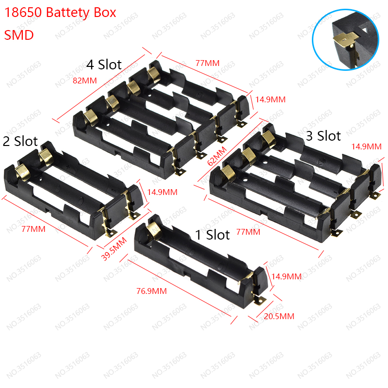 1Pcs AA/AAA/18650 Battery Box With Switch Leads on 1AA/2AA/3AA/4AA 2AAA/3AAA/4AAA/5AAA 1X/2X/3X/4X Slot Battery Holder Diy SMD: Gold / 2P