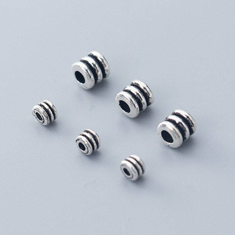 Tornillo Plata de Ley 925 espaciador abalorios redondos, 4mm, 6mm, manualidades, pulseras Retro, abalorios de rueda, accesorios de joyería DIY: 6mm 1pcs