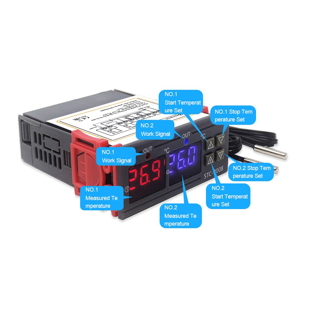 Stc -3008 två relä digital termostat temperaturregulator för inkubator stc -3018 termometer manöverbrytare 10a 240v ac relä