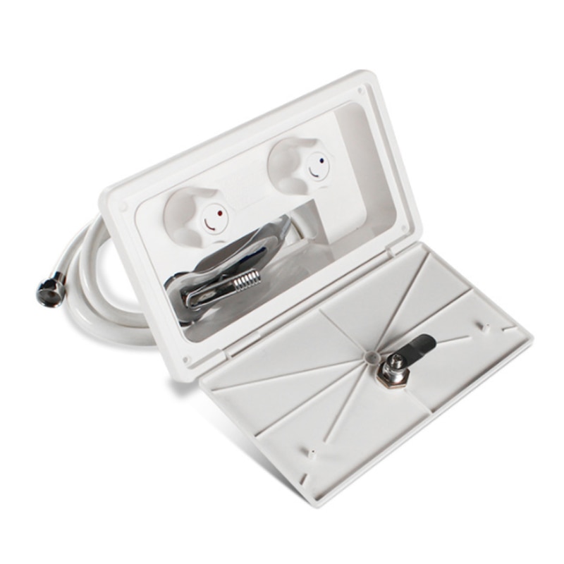 White RV Exterior Shower Box Kit with Lock Boat Marine Camper Motorhome Caravan Accessories