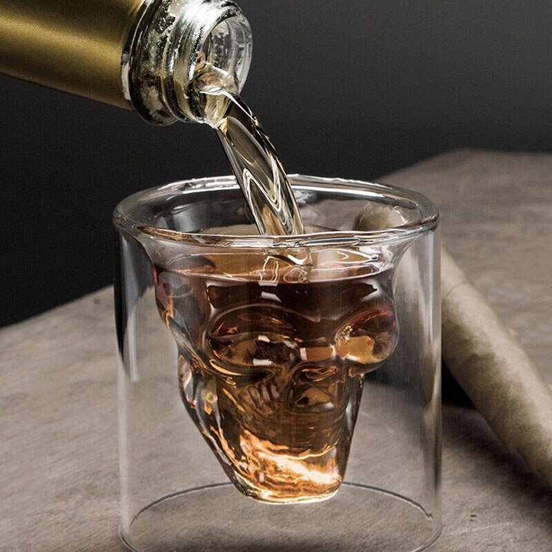 4 Stks/set Koffie Mok Double-Layered Transparante Kristallen Schedel Hoofd Glazen Beker Voor Huishoudelijke Whiskey Wijn Vodka Bar Club bier