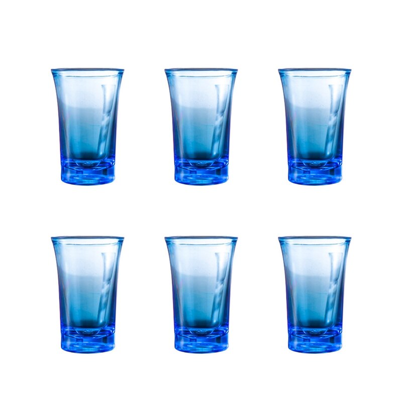 Sæt  of 6 0.5 ounce heavy duty shotglas maskine fremstillet blyfrit glas spiritusglas til bar party blå pink gul: Bl
