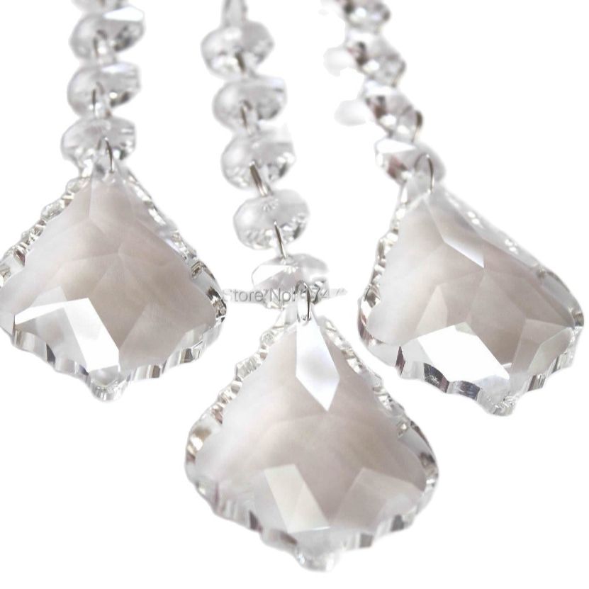 30 stk / parti 150mm ( h) krystal ahornblad med ottekantede perler kranser strand klart glas krystal lysekrone vedhæng,