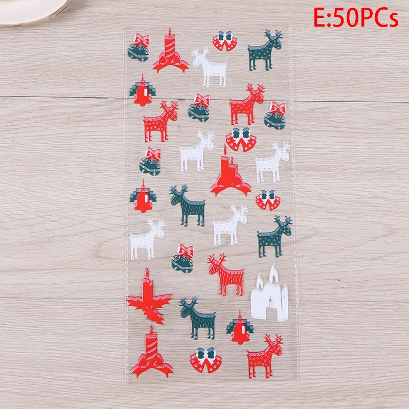 50Pcs Xmas Cellofaan Party Bags Kerst Bakken Tassen Kerst Snoep Zak Koekjes Snoep Snack Biscuit Verpakking Plastic Zakken: E