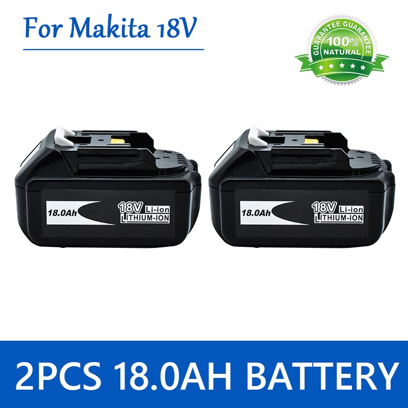 Original For Makita 18V 18000mAh 18.0Ah Rechargeable Power Tools Battery with LED Li-ion Replacement LXT BL1860B BL1860 BL1850: black
