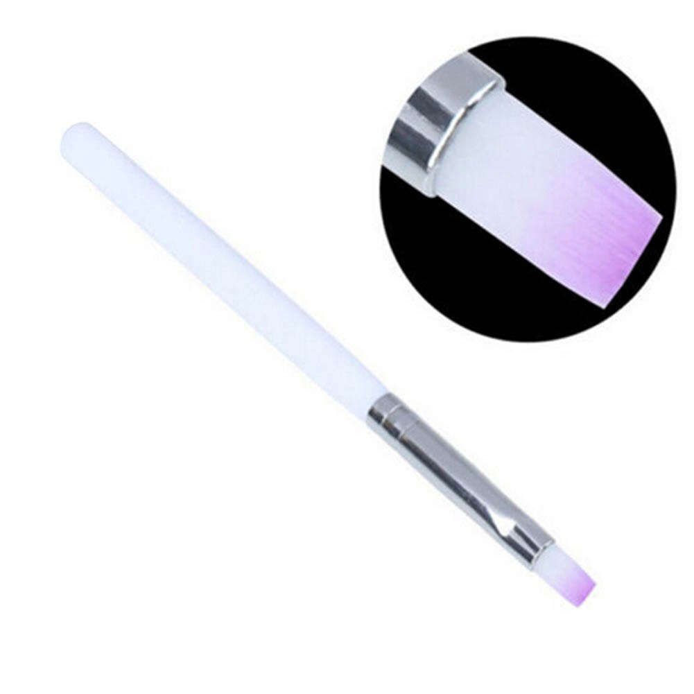 1 pc Manicure Phototherapy Pen Color Light Purple Color Nylon Hair + Wood Nail Art Gel Drowing Pen Flat Head