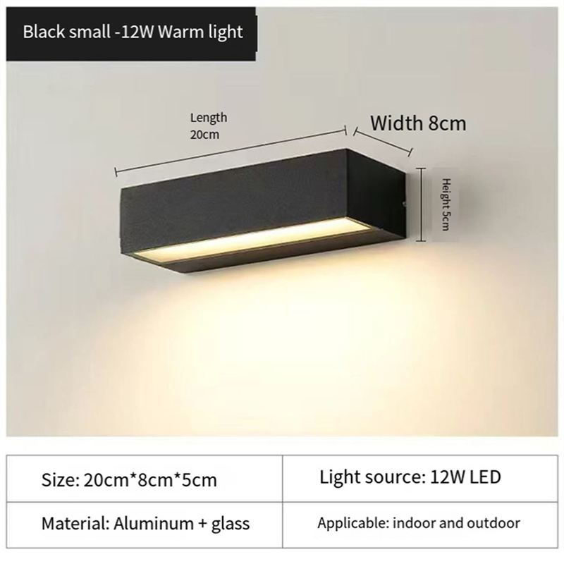 RALCA-buiten waterdichte IP65 wandlamp 12W LED wandlamp moderne binnen/buiten aluminium wandlamp 220V